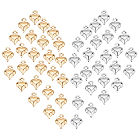 PandaHall Elite 100Pcs 2 Colors 304 Stainless Steel Charms, Heart