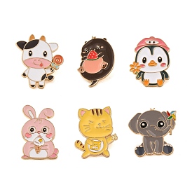 Animal Enamel Pins, Golden Alloy Brooches for Backpack Clothes