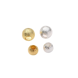Laiton perles européennes, givré, Perles avec un grand trou   , ronde