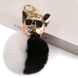 Брелок для ключей с помпоном в виде собаки для женщин, Подвеска-подвеска в виде автомобиля из искусственного меха кролика