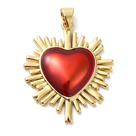 Brass Enamel Pendants, Golden, Heart Charm