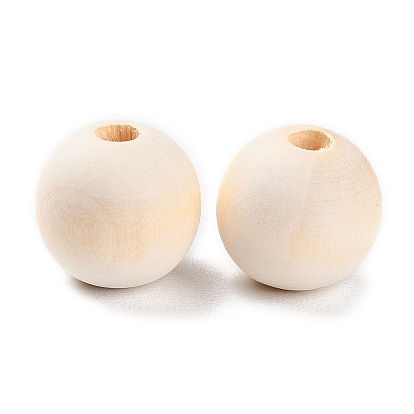 Natural Wood Beads, Undyed, Unfinished Wood, Round