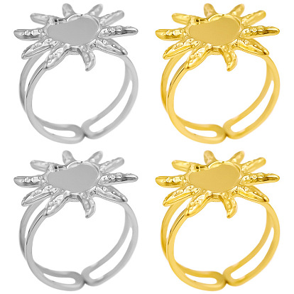 Стильная форма солнца 304 регулируемое кольцо на манжете из нержавеющей стали для женщин