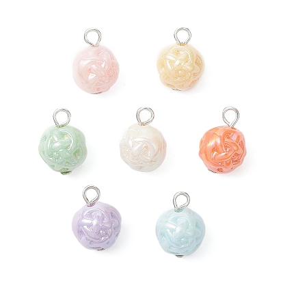 Непрозрачные акриловые подвески, платина, круглые