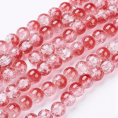 Crackle Glass Beads Strands, Round, Sold by Strands