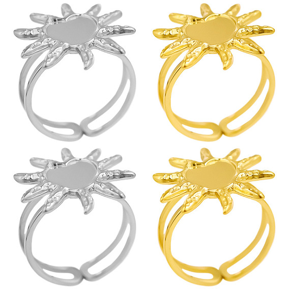Стильная форма солнца 304 регулируемое кольцо на манжете из нержавеющей стали для женщин
