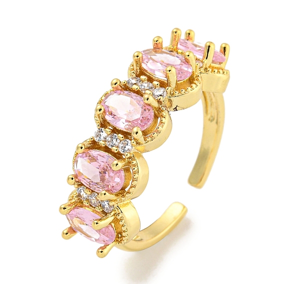 Овальное открытое кольцо-манжета из латуни с микро-паве из циркония для женщин, долговечный, без кадмия и без свинца