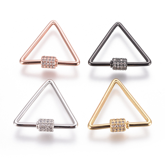 Латунные микропаве, кубический цирконий, винт, карабин, подвески с замком, для изготовления ожерелий, треугольные