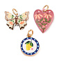 Pendentifs en laiton peint, breloques plates rondes/en forme de cœur/en forme de papillon, or