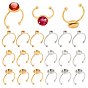 18Pcs 6 Style 201 Stainless Steel Cuff Ring Findings, Pad Ring Settings, Laser Cut, Flat Round