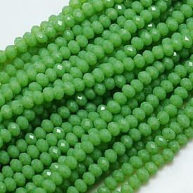 Imitation Jade Glass Rondelle Beads Strands, Faceted, 4x3mm, Hole: 1mm, about 139pcs/strand, 15.7 inch