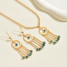 Комплекты ожерелий и серег с кисточками от сглаза из богемной винтажной железной смолы для женщин