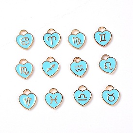 Цинкового сплава эмали прелести, сердце с созвездием, золотой свет