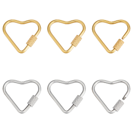 6 шт. 2 цвета 304 подвески-замки с винтовым карабином из нержавеющей стали, для изготовления ожерелий, быстрые ссылки, сердце