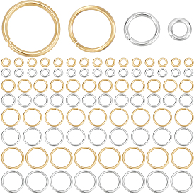 900Stück 8Stile 304Biegeringe aus Edelstahl, offene Ringe springen, Metallverbinder für Heimwerkerschmuck und Schlüsselbundzubehör