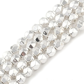 Electroplated Synthetic Non-Magnetic Hematite Beads Strands, Star Cut Round Beads, Faceted