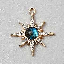 Alloy Rhinestone Pendants, Golden