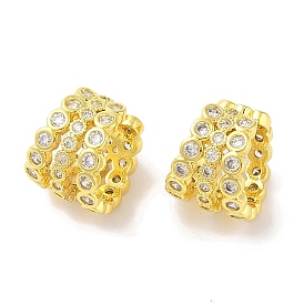 Brass Cuff Earrings, with Clear Cubic Zirconia for Women