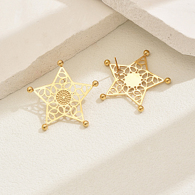 Полые серьги-гвоздики из нержавеющей стали в форме звезды