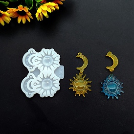 Moon & Sun DIY Silicone Pendant Molds, Resin Casting Molds, for UV Resin, Epoxy Resin Craft Making