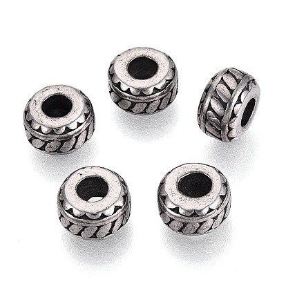 304 бусины европейского стиля из нержавеющей стали с крупными отверстиями, рондель