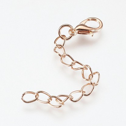 Iron Chain Extender, with Alloy Lobster Claw Clasps, Rack Plating