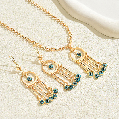 Комплекты ожерелий и серег с кисточками от сглаза из богемной винтажной железной смолы для женщин