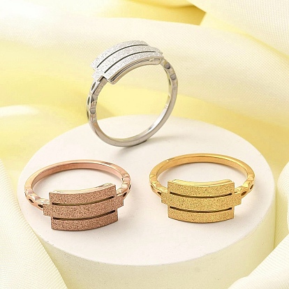 Текстурированный прямоугольник 304 перстень из нержавеющей стали для женщин, ионное покрытие (ip)