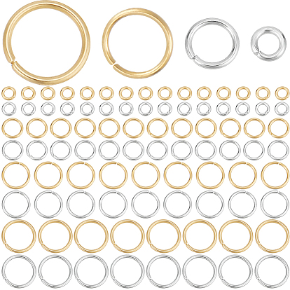 900Stück 8Stile 304Biegeringe aus Edelstahl, offene Ringe springen, Metallverbinder für Heimwerkerschmuck und Schlüsselbundzubehör