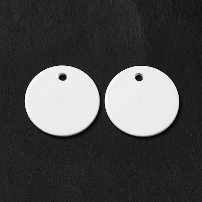 Spray Painted 201 Stainless Steel Charms, Flat Round Charm