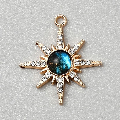 Alloy Rhinestone Pendants, Golden