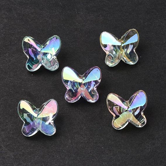 UV Plating Rainbow Iridescent Acrylic Beads, Butterfly