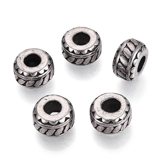 304 бусины европейского стиля из нержавеющей стали с крупными отверстиями, рондель