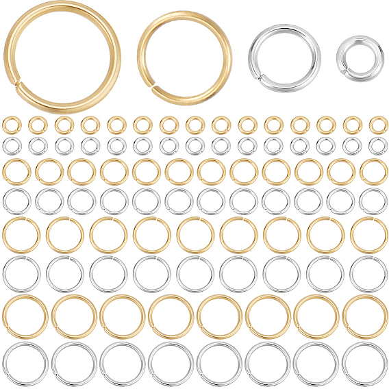 900 piezas 8 estilos 304 anillos de salto de acero inoxidable, anillos del salto abiertos, conectores de metal para la fabricación de joyas de bricolaje y accesorios de llavero
