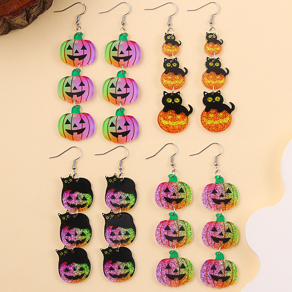 Акриловые серьги-тыквы на Хэллоуин, платина