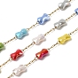 Красочные цепочки из стеклянных бусин ручной работы с бантиками, с 304 цепи из нержавеющей стали, пайки, ионное покрытие (ip)