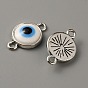 Подвески из цинкового сплава, с эмалью, платина, плоские круглые с сглаза