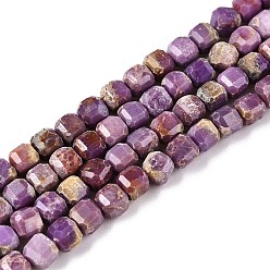 Natural Lepidolite Beads Strands, Faceted Table Cut Cube