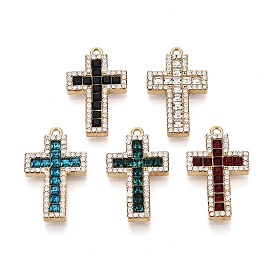 304 подвески из прозрачного кубического циркония из нержавеющей стали, крест прелести, со стеклом, ионное покрытие (ip), реальный 18 k позолоченный