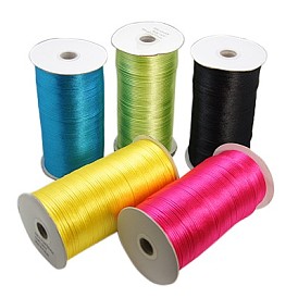 Eco-Friendly 100% Polyester Thread, Rattail Satin Cord, for Chinese Knotting, Beading, Jewelry Making