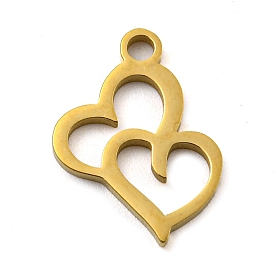 Ion Plating(IP) 316 Surgical Stainless Steel Charms, Laser Cut, Heart Charms