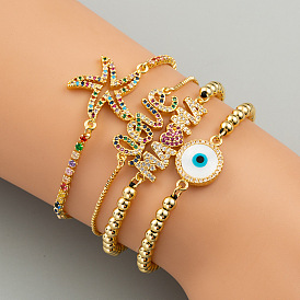 Creative Letter Bracelet Feng Shui Crystal Bracelet Women Inlaid Colorful Zircon Bracelet