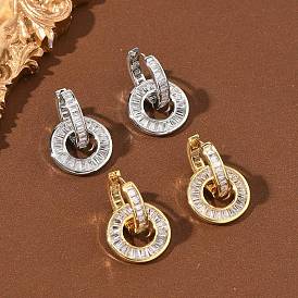 Латунные серьги-кольца из прозрачного кубического циркония, кольцо, без кадмия и без свинца, долговечный, стойки покрытие