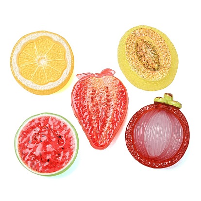Cabujones de frutas imitación resina opaca, formas mixtas