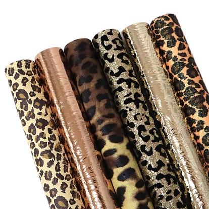 Leopard Print Pattern Imitation Leather Fabric Set, for Garment Accessories