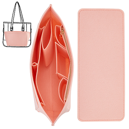 Felt Organizer Insert, with Alloy Zipper, Felt Bag Organizer, Handbag & Tote Shaper