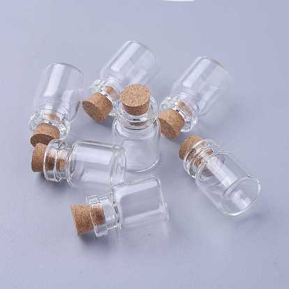 Mini bouteilles mignonnes de bocal en verre, pendentifs de rangement décoratives, souhaitant bouteille, avec bouchon en liège, 22x15 mm, goulot d'étranglement: 7 mm, capacité: 5 ml (0.17 fl. oz)