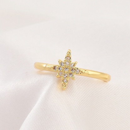 Кольца-манжеты для женщин с покрытием из звездной латуни с микропаве из прозрачного кубического циркония, долговечный, без кадмия и без свинца