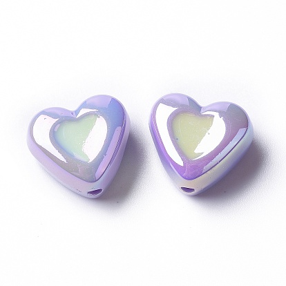 Opaque Acrylic Beads, with Enamel, Heart