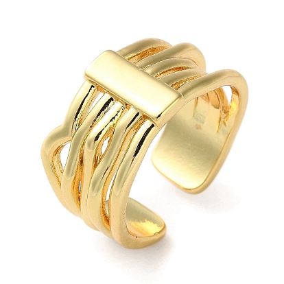 Anillos de puño abiertos de latón chapado en rack, hueco, sin plomo y cadmio